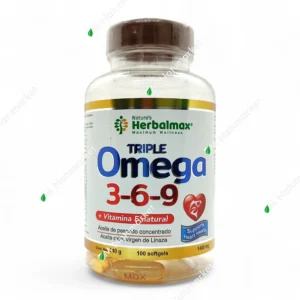 Triple Omega 3-6-9 Herbalmax 100 cápsulas blandas salud cardiovascular suplemento en Ecuador
