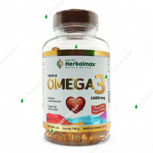 Triple Omega 3 Herbalmax 100 cápsulas blandas omega 3 epa dha suplemento en Ecuador