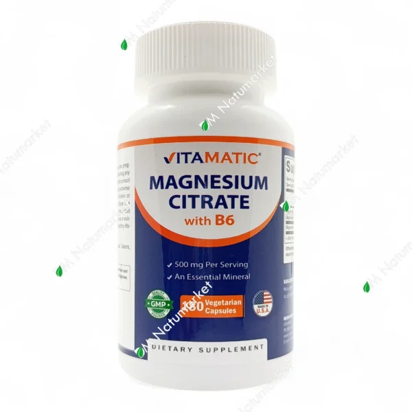 Citrato de Magnesio + B6 Vitamatic 180 cápsulas mineral suplemento en Ecuador