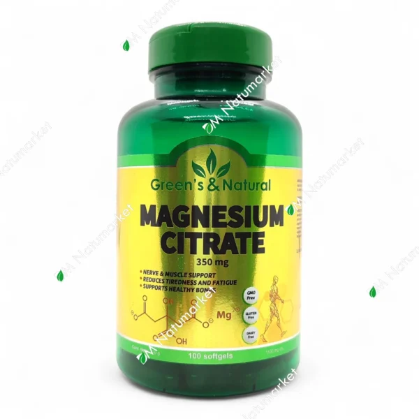 Citrato de Magnesio Green’s & Natural 100 cápsulas blandas mineral suplemento en Ecuador