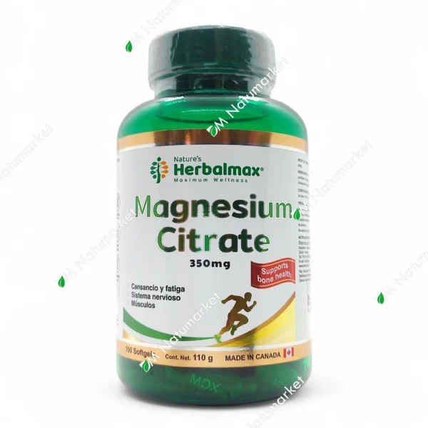 Citrato de Magnesio Herbalmax 100 cápsulas blandas mineral suplemento en Ecuador
