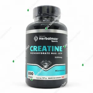 Creatina Monohidratada Herbalmax 100 cápsulas blandas rendimiento deportivo suplemento en Ecuador