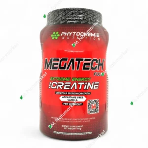 Creatina Monohidratada Megatech Full PhytoChemie 500 g polvo sabor vainilla Rendimiento deportivo suplemento en Ecuador