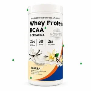 Proteína Whey MonVerd 2 libras polvo sabor vainilla rendimiento deportivo suplemento en Ecuador