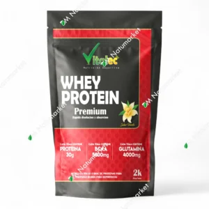 Proteína Whey Premium Vitalec 2 kilos polvo sabor vainilla Rendimiento deportivo suplemento en Ecuador