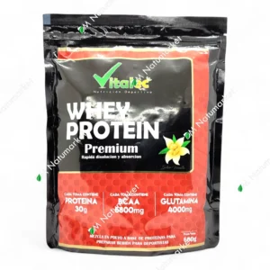 Proteína Whey Premium Vitalec 600 g polvo sabor vainilla Rendimiento deportivo suplemento en Ecuador