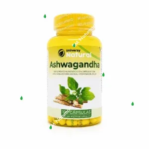 Ashwagandha con DHA, GABA y Vitaminas B Universy Natural 100 cápsulas relajación y sueño suplemento en Ecuador
