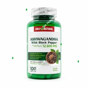 Ashwagandha con Pimienta Negra Only Natural 100 cápsulas relajación y sueño suplemento en Ecuador