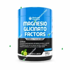 Glicinato de Magnesio Natural Factors 350 g polvo sabor limón minerales y electrolitos suplemento en Ecuador