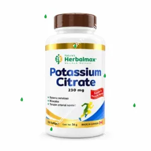 Citrato de Potasio Herbalmax 100 cápsulas blandas Minerales y Electrolitos suplemento en Ecuador
